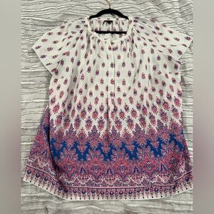 Talbots pink and white top